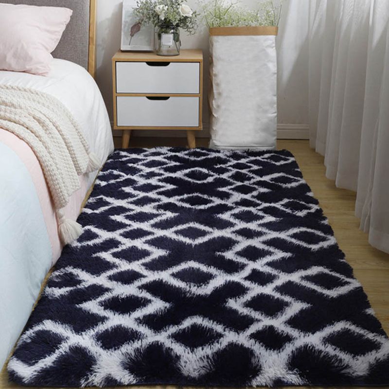 Trendy Geometric Print Rectangle Shag Faux Fur Living Room Indoor Rug