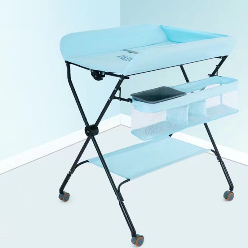 Folding Baby Changing Table Basket Portable Changing Table with Pad