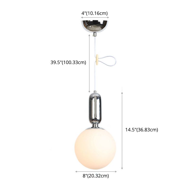 Milky White Glass Globe Hanging Light Single Bulb Modern Simplicity Style Pendant Lamp for Bedroom