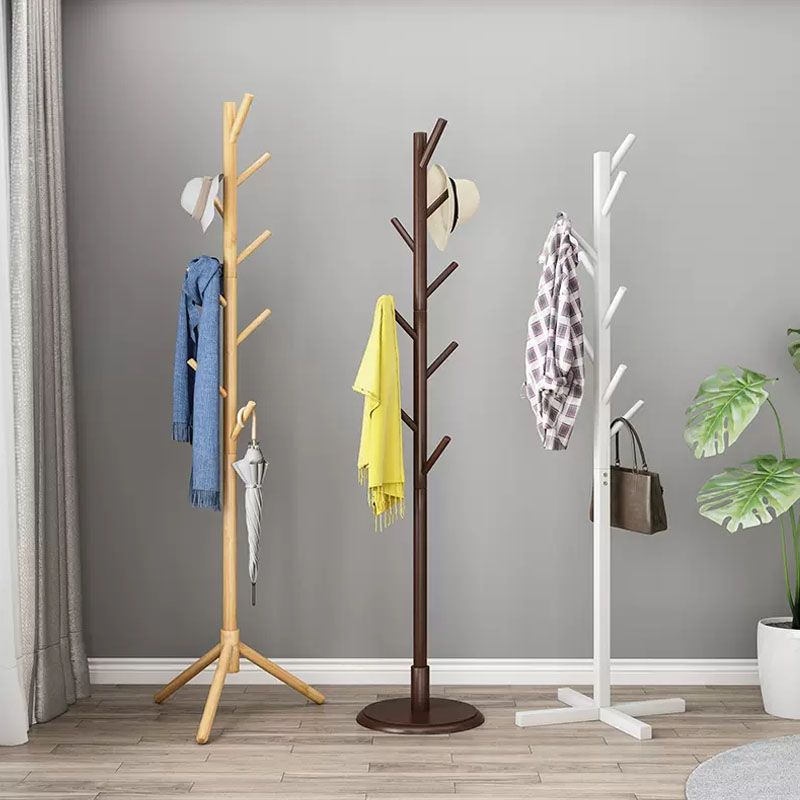 Classic Clothes Hanger Solid Wood Free Standing Coat Rack for Home