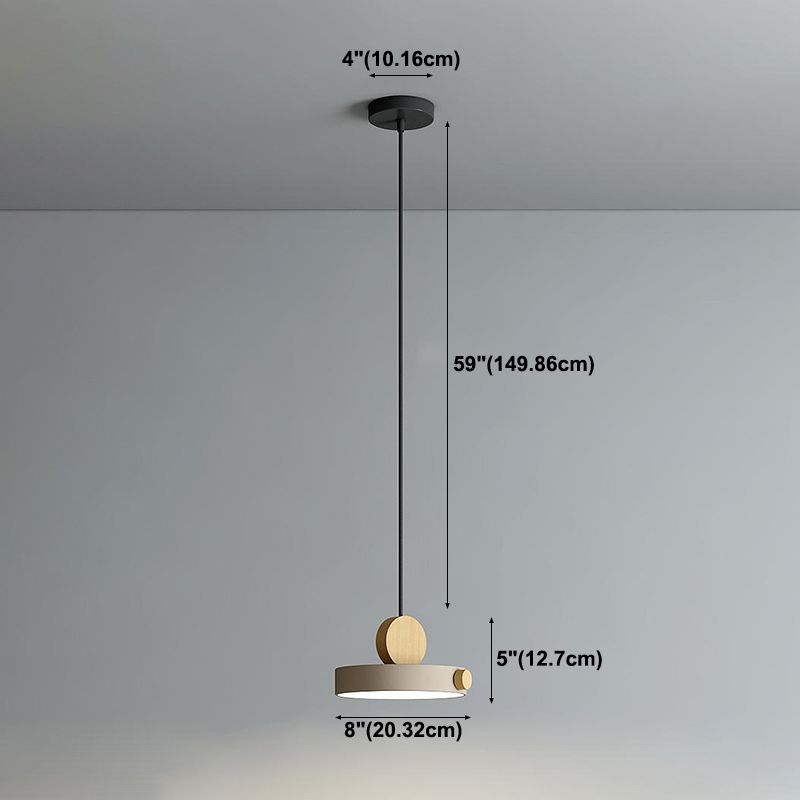 Macaron Style Hanging Light Fixture 1-Light Pendant Lamp with Wood for Living Room