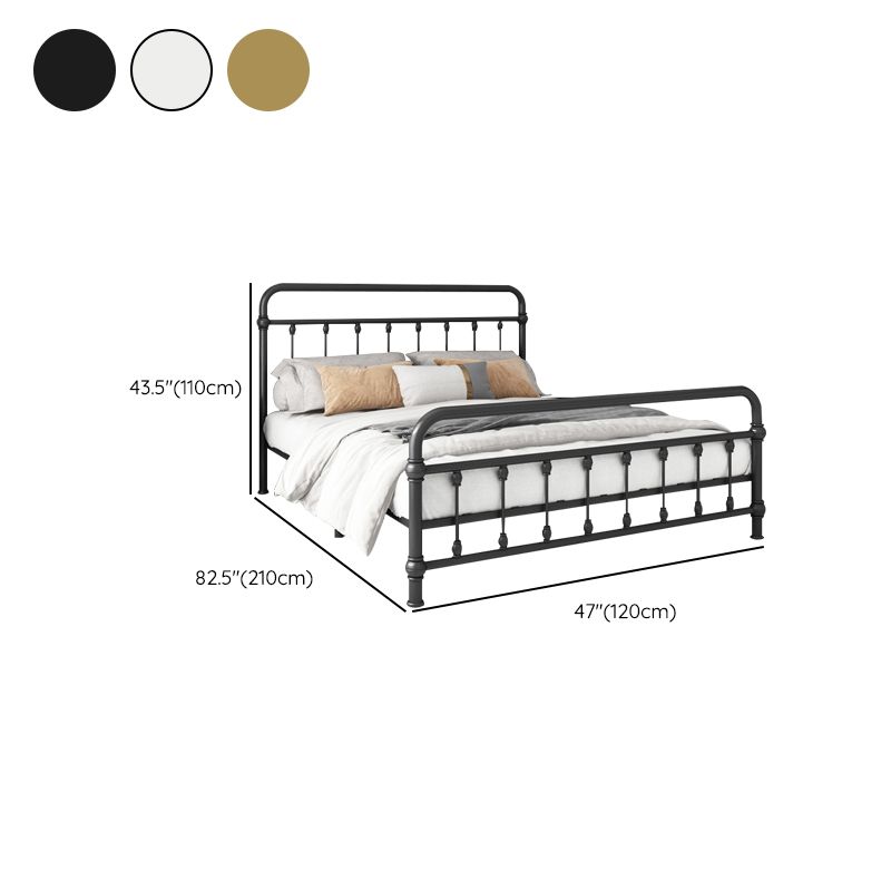 Contemporary Iron Base Standard Bed with Open-Frame Headboard