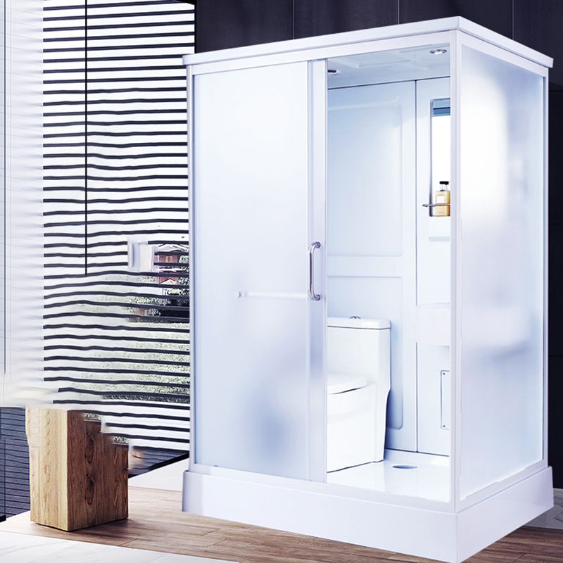 Contemporary Frosted Shower Stall Framed Single Sliding Shower Stall