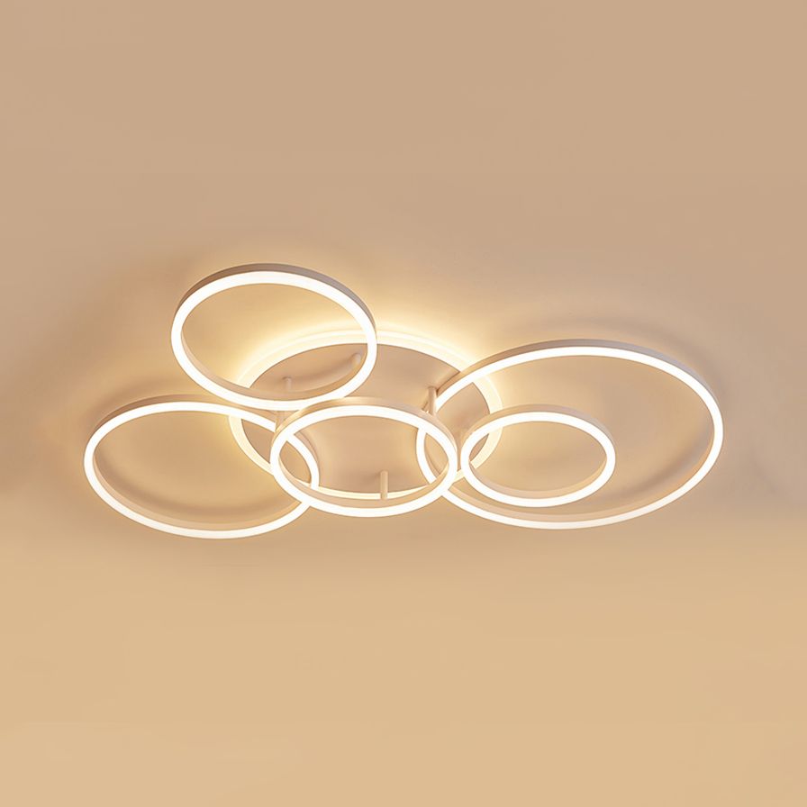 Acrylic Halo-Like Ring Flush Ceiling Light Simple LED 2/3/5 Lights White Flush Mount Ceiling Light Fixture in Warm/White Light