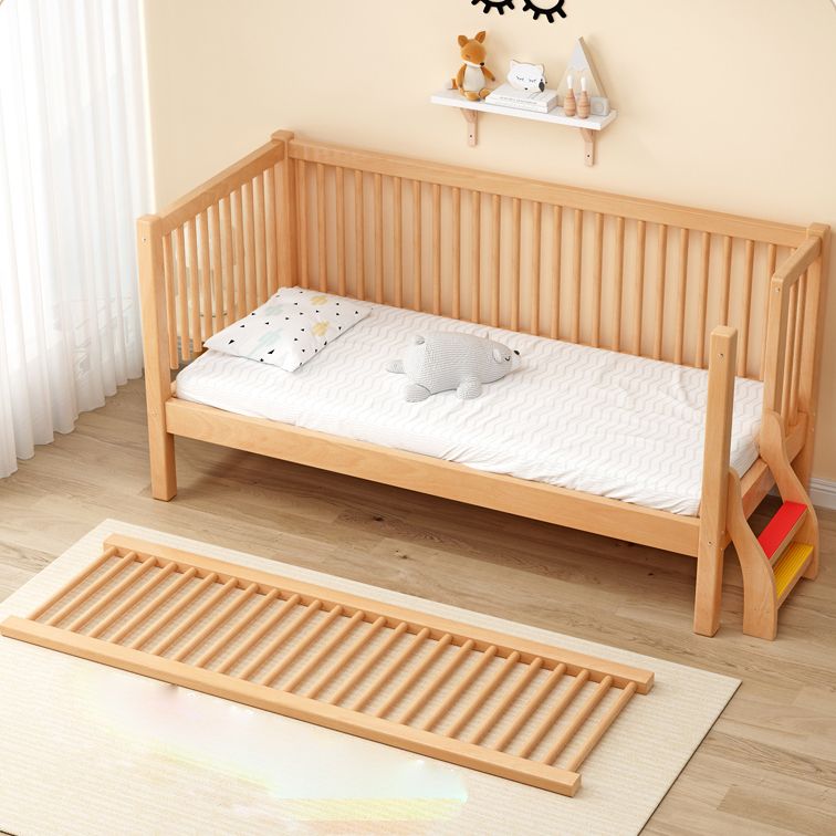 Traditional Solid Wood Nursery Bed Guardrail Washed Natural Baby Crib