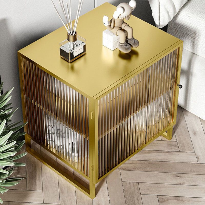 Contemporary Metal Accent Table Nightstand 21.65" Tall Bed Nightstand with 3 Shelves