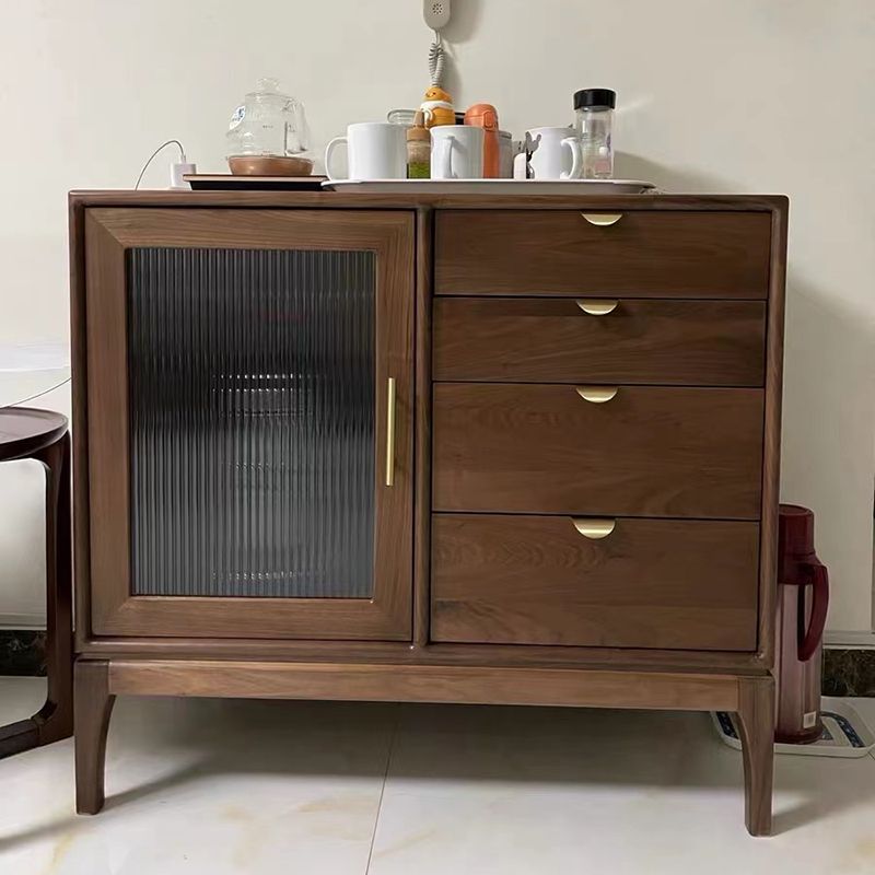 Contemporary Style Solid Wood Sideboard Cabinet with Cabinet and Drawers