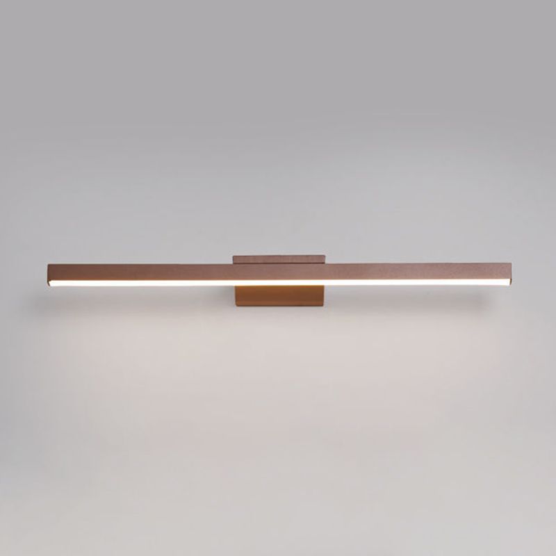 Metal Linear Shape Mirror Wall Light Modern 1 Light Mirror Wall Mount Fixture in Brown