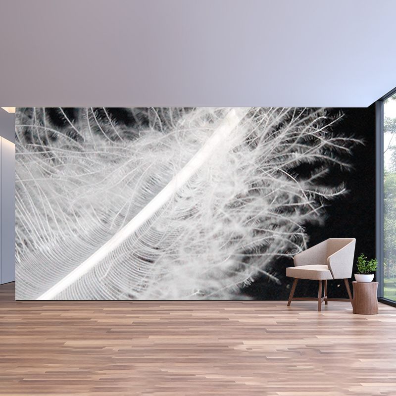 Vintage Wall Mural Feather Patterned Sitting Room Wall Mural