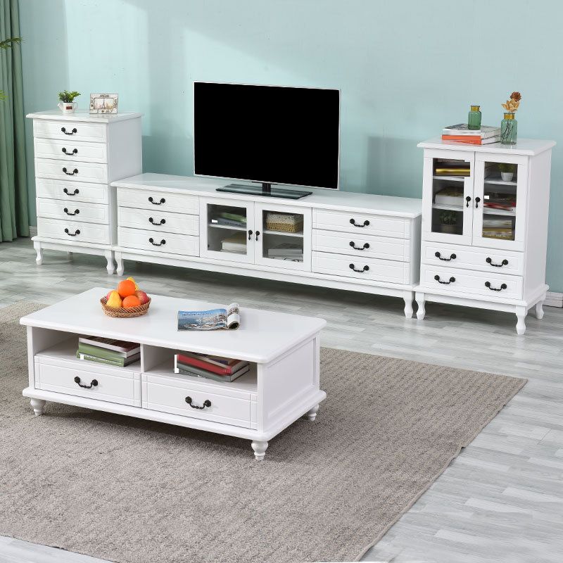 Traditional TV Stand Console Wooden TV Media Console for Living Room