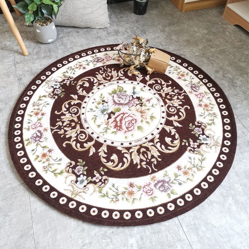 Tapis vintage multi-couleurs polypropylène à imprimé floral tapis lavable machine non glissée pour décoration