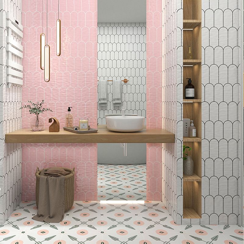 Modern Style Waterproof Wall Tile Geometric Print Straight Edge Rectangle Wall Tile