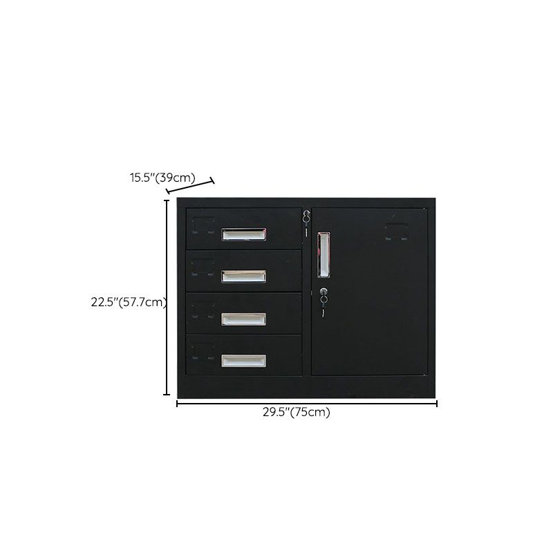 Contemporary File Cabinet Metal Frame Fire-Resistant Key Lock Lateral File Cabinet Office