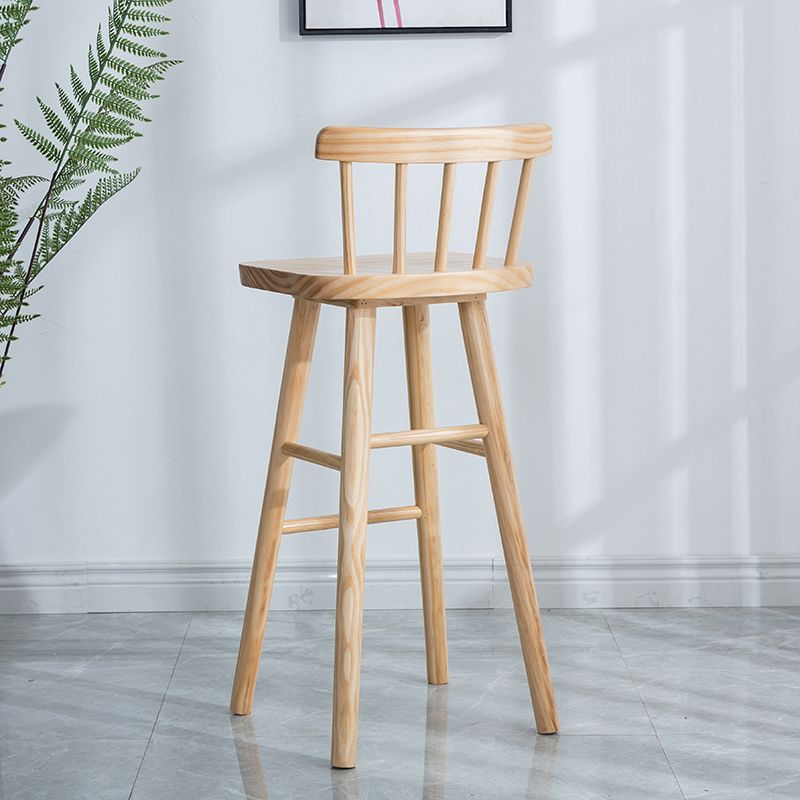 Modern Indoor Counter Stool Natural Solid Wood Square Counter Bar Stool