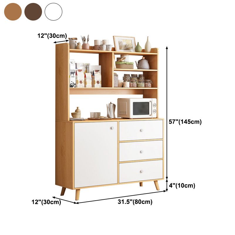 Modern 3-Drawer Dining Server Manufactured Wood and Solid Wood Server with Door