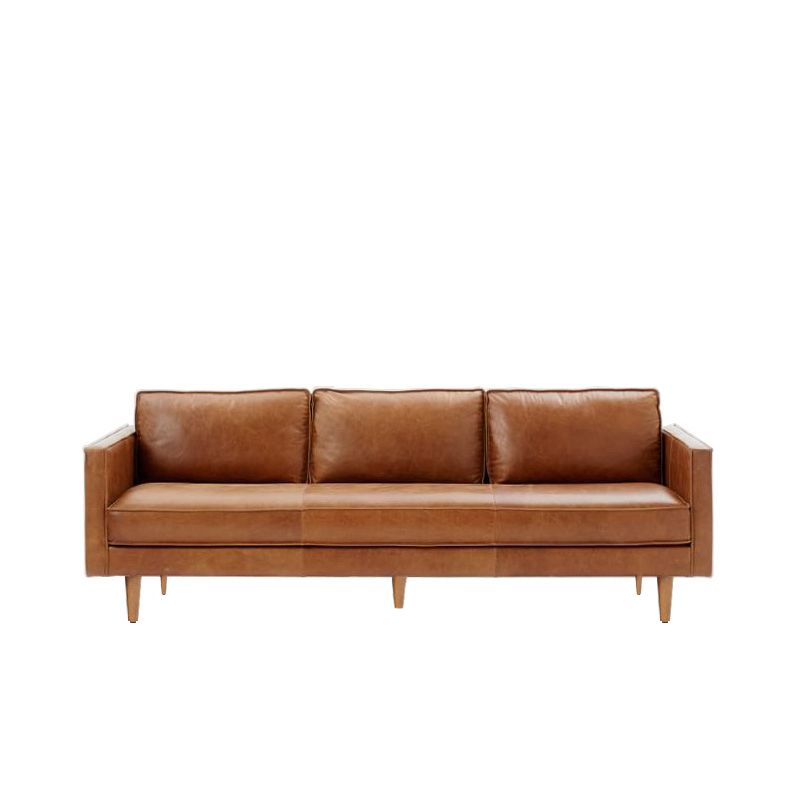 Industrial Square Arm 33.85"W Sofa with Faux Leather for Living Room