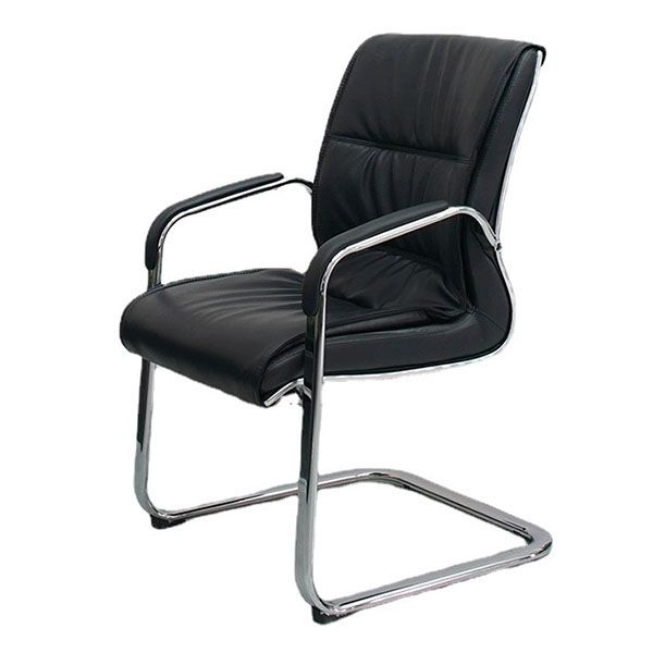 Modern Leather and Metal Desk Chair with Mid Back Home Office Chair