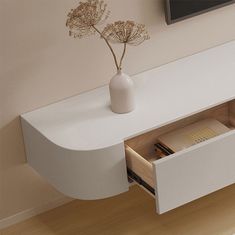 Modern White TV Media Stand Floating TV Stand Console with Drawers for Living Room