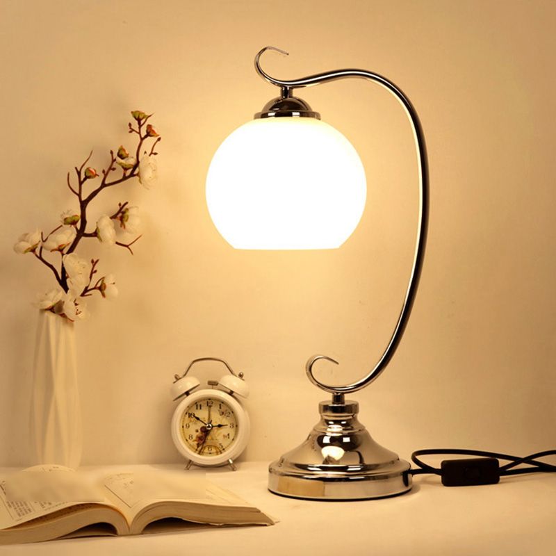 Modern Style Dome Night Table Lamp Glass One Light Nightstand Lamp