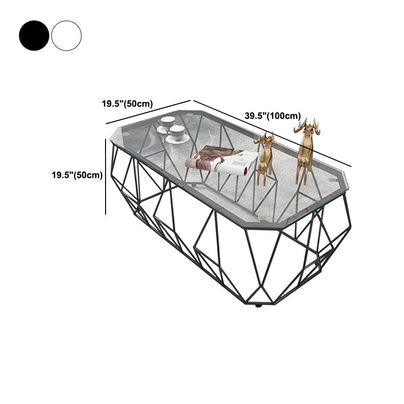 19.6"tall Modern Metal Frame Base Glass Octagonal Coffee Table