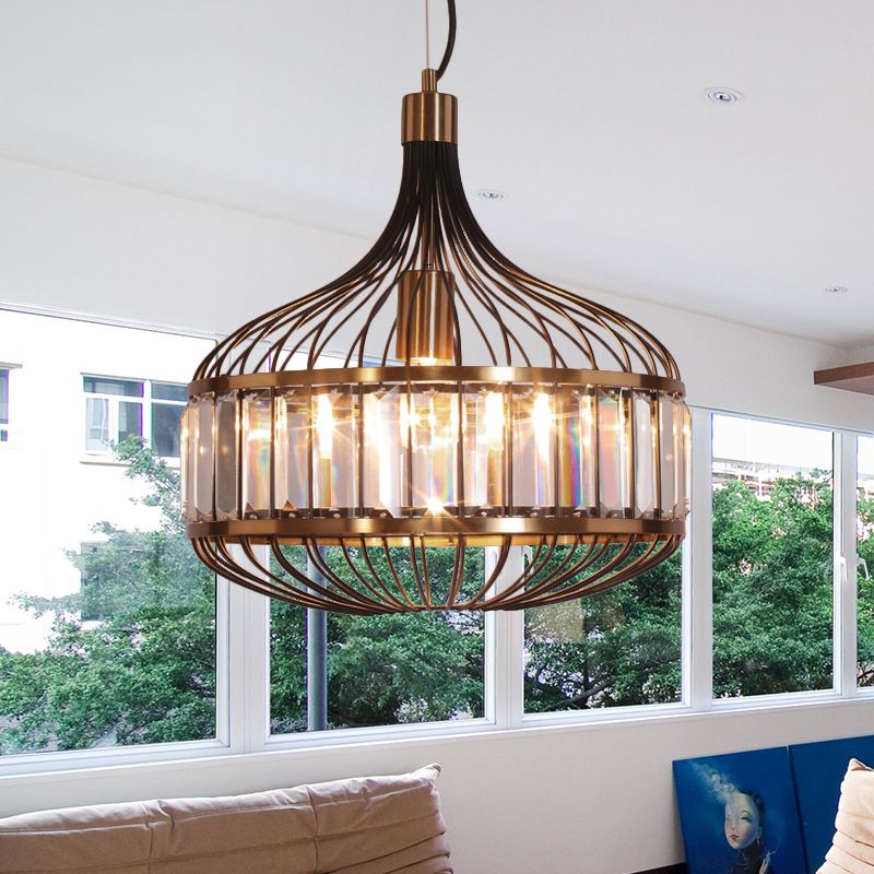 12 "/ 13" /14.5 "W Cage noire Pendentif Plafond Traditionnel 1 Bulbe Fer suspendu lampe pour le salon