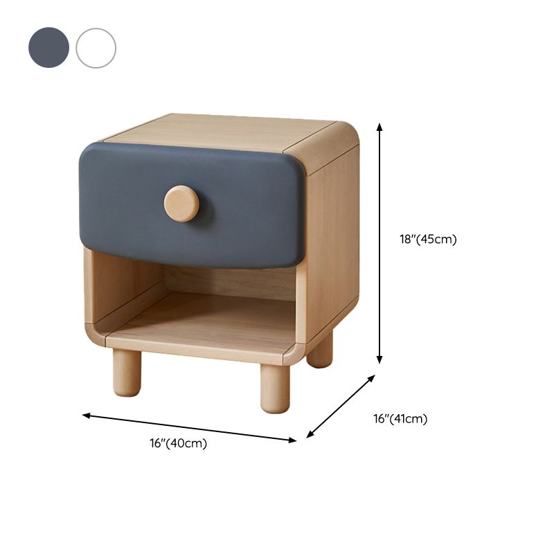 White and Blue Bedside Table for Nursery Wooden Kids Bedside Table