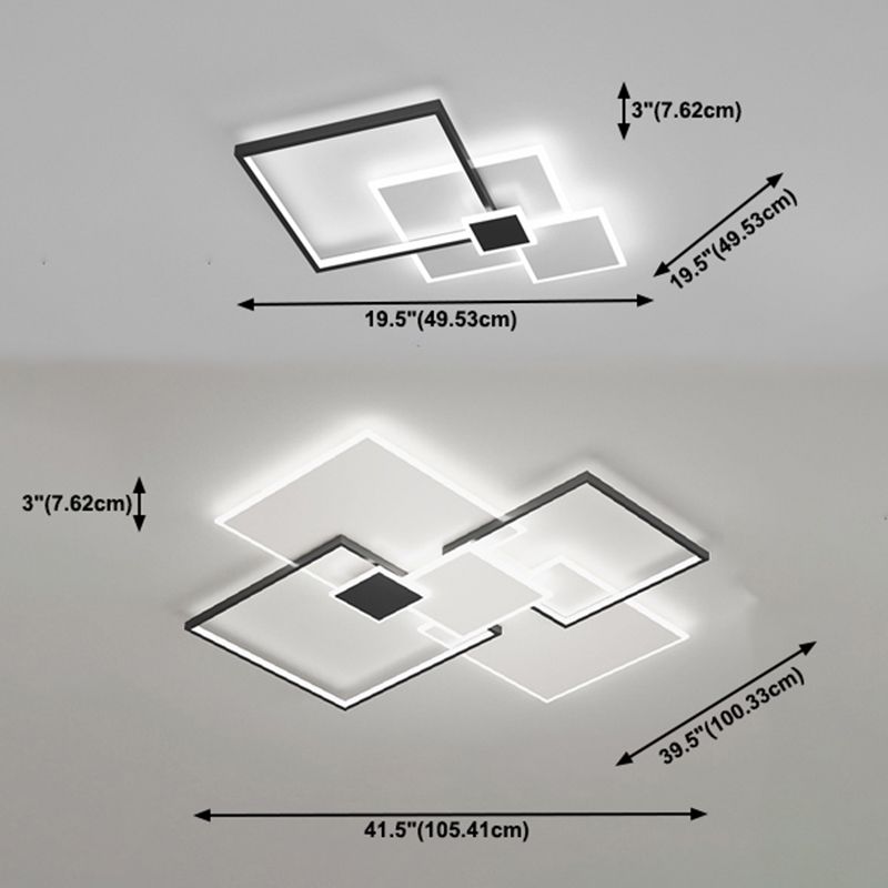 Quadrate Deckenleuchte einfache Metall-LED-Schlafzimmer Flush Halterung Deckenbefestigung in Schwarz