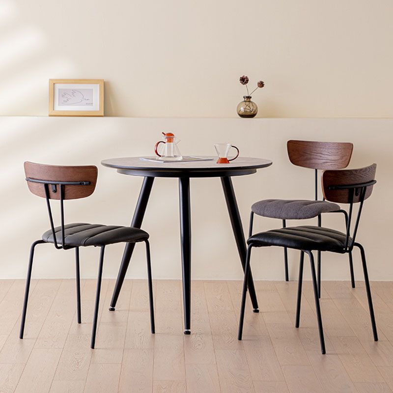 Industrial Dining Chair Kitchen Armless Chairs with Metal Legs