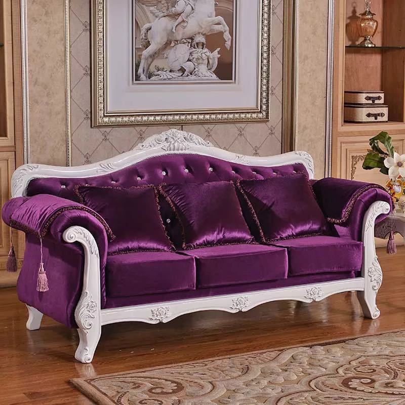 Traditional 3-seater Rolled Arm Sofa Velvet Tufted Back Couch for Living Room