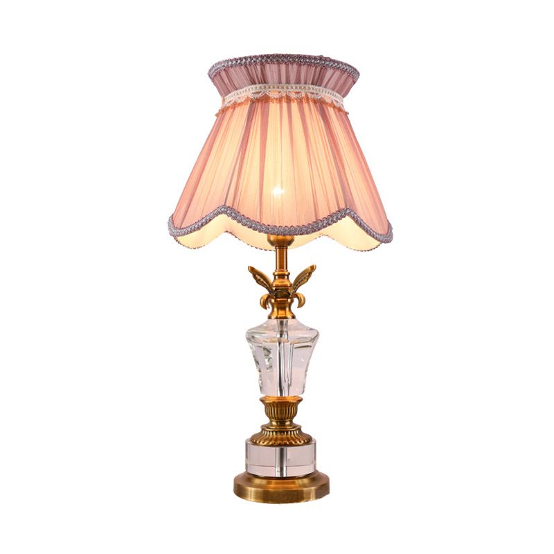 Lampada da tavolo in tessuto modernista 1 lampadina di lettura in rosa con finiture intrecciate