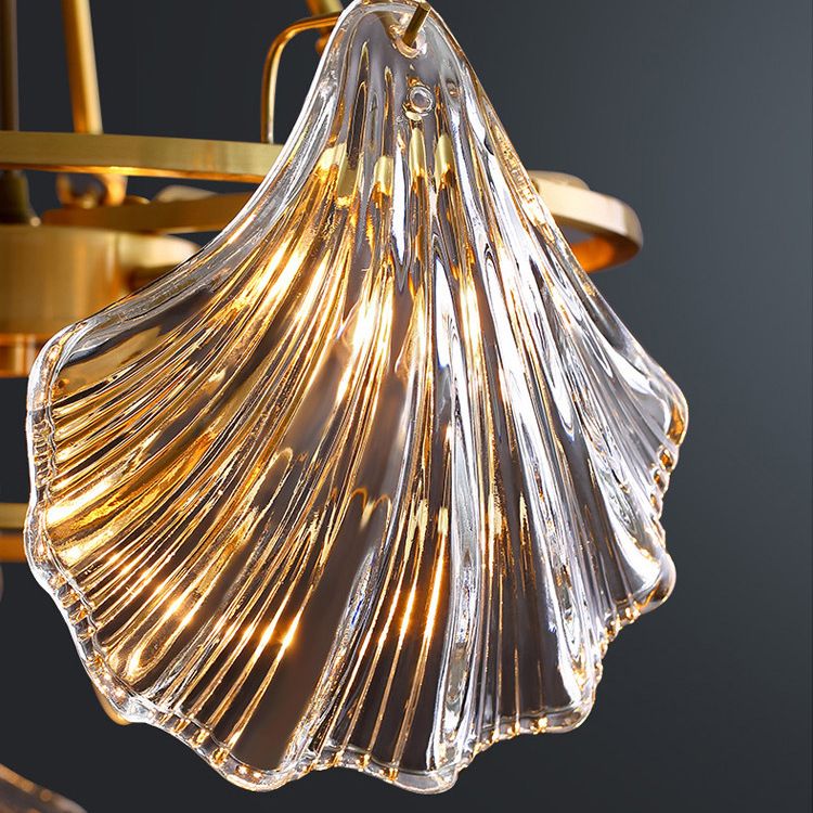 Shell Shape Chandelier Light Fixture Modern Simplicity Crystal Pendant Lighting for Restaurant