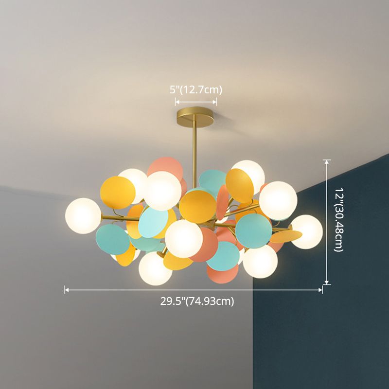 Balloon Hanging Light Fixtures Cartoon Metallic Drop Pendant with Glass Shade for Bedroom