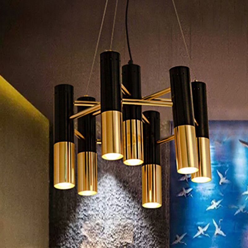 Tube Chandelier Light Modern Metal 7/13/19 Lights Gold Hanging Ceiling Lamp in Warm Light for Living Room