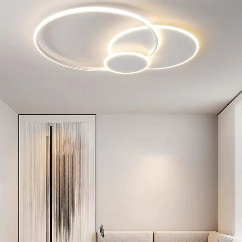 Contemporary 3 - Light Flush Mount Iron LED Circle Ceiling Flush in White