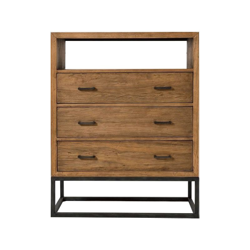 Industrial Pine Bed Nightstand Drawer Storage Night Table for Bedroom