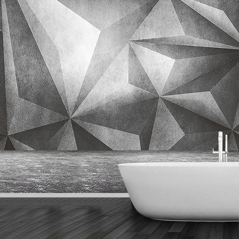 Full Wall Murals for Gallery 3D Irregular Geometries Wall Covering in Industrial Like Color, Stain-Resistant