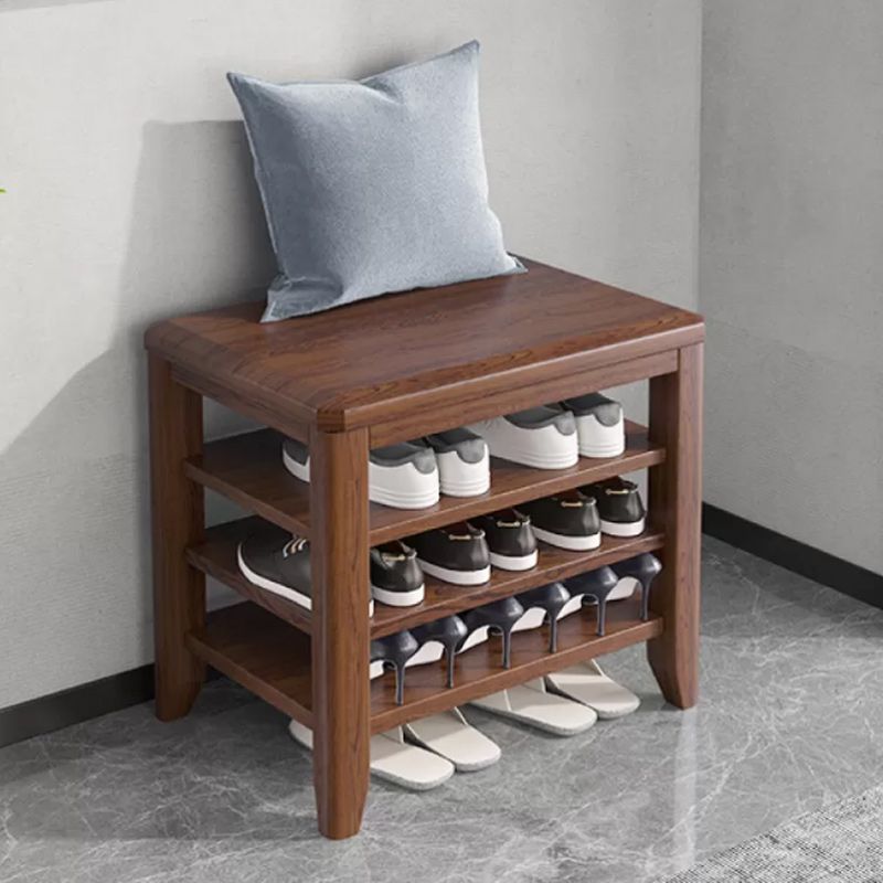 Rectangle 11.8" Wide Entryway Bench with Storage Solid Wood Seating Bench in Rubberwood