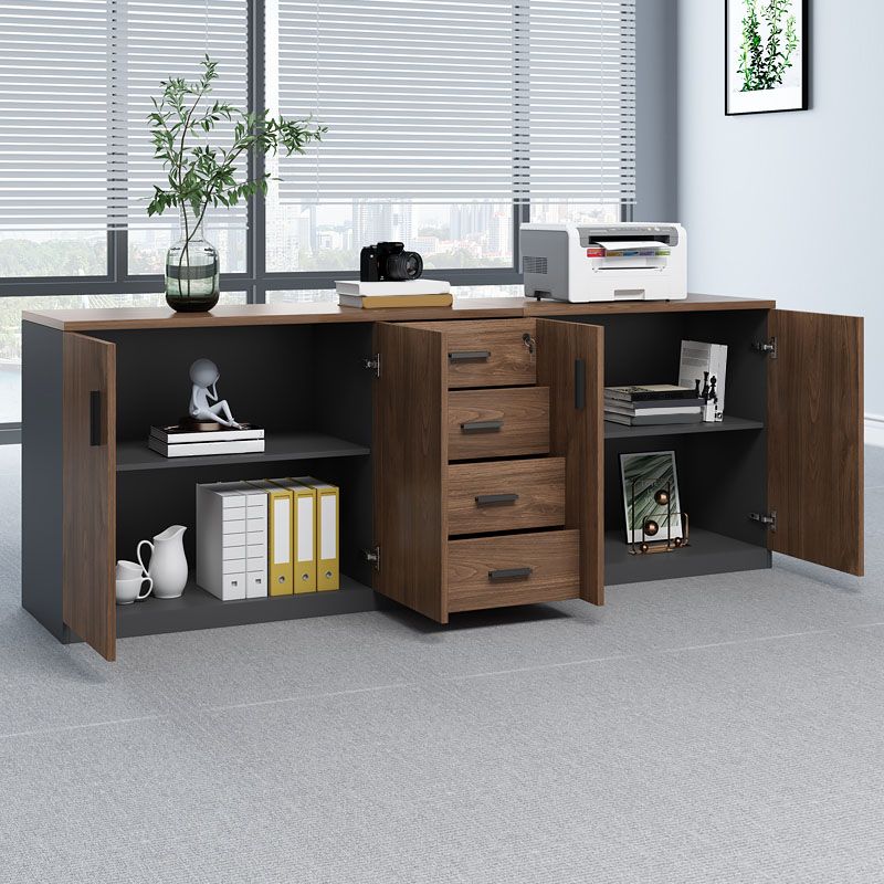 Lateral Modern Filing Cabinet Engineered Wood File Cabinet with Lock and Storage