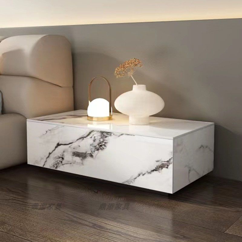 Glam Marble Accent Table Nightstand Bedside Cabinet with Drawers