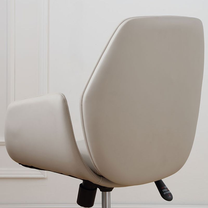 Armless Chair Leather Adjustable Seat Height Swivel Chair with Wheels