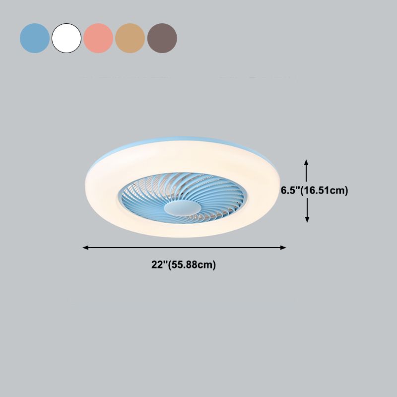 Round Ceiling Fan Light Modern Style Metal Single Light LED Flush Light