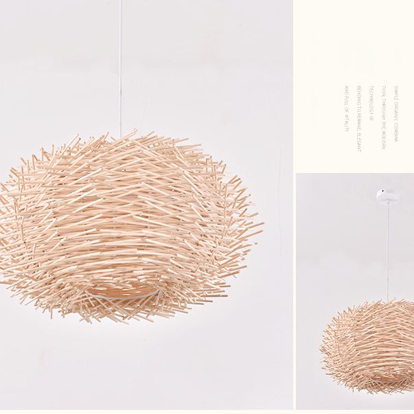 Bird's Nest Creative Creative Hanging Light Style Asian Stile Simplicità Bamboo Se in terapia con un filo sospeso da 39,3 "