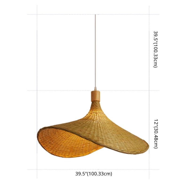 Chapeau de paille moderne suspendu luminaires rattan 1 lumière légère pendante