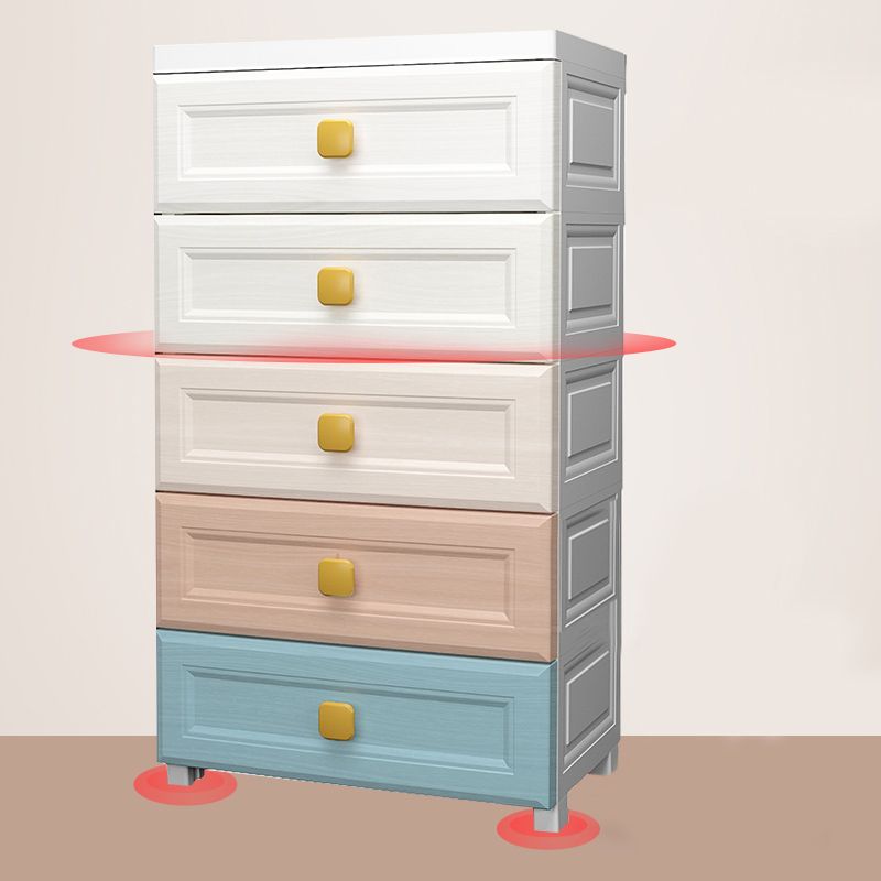 Modern Nursery Dresser Chest Plastic Kids Nightstand with 5/6 Drawers