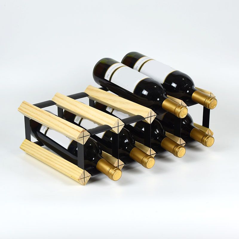 Pine Countertop Wine Bottle Holder Modern Bottle Holder in Natural Wood