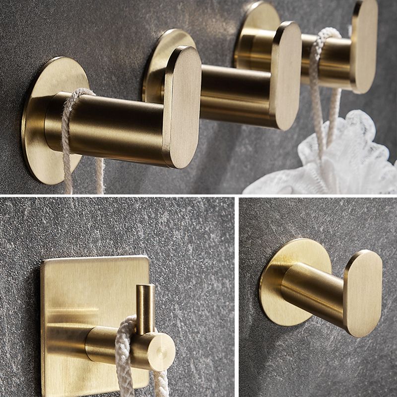 10-Piece Modern Bathroom Accessory Set, Polished Gold, Robe Hooks