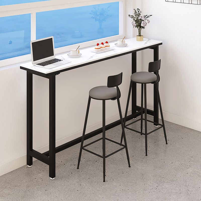 Modern White and Black Bistro Table Rectangle Footrest Cocktail Bar Table