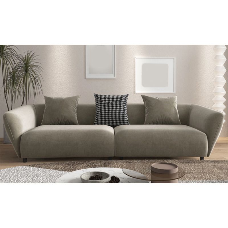Dark Gray Flared Arm Sectional Contemporary Tight Back Curved Sofa for Living Room