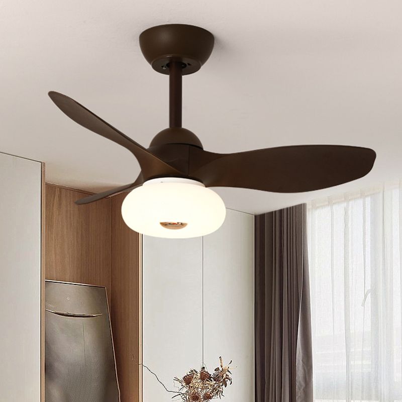 Simple LED Ceiling Fan Fixture 3 - Blades Contemporary Fan Light in Black / White / Brown