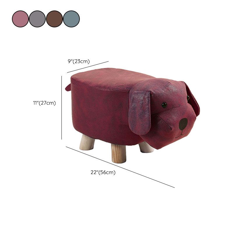 Modern Pouf Ottoman Faux Leather Water Resistant Upholstered Animal Shape Ottoman